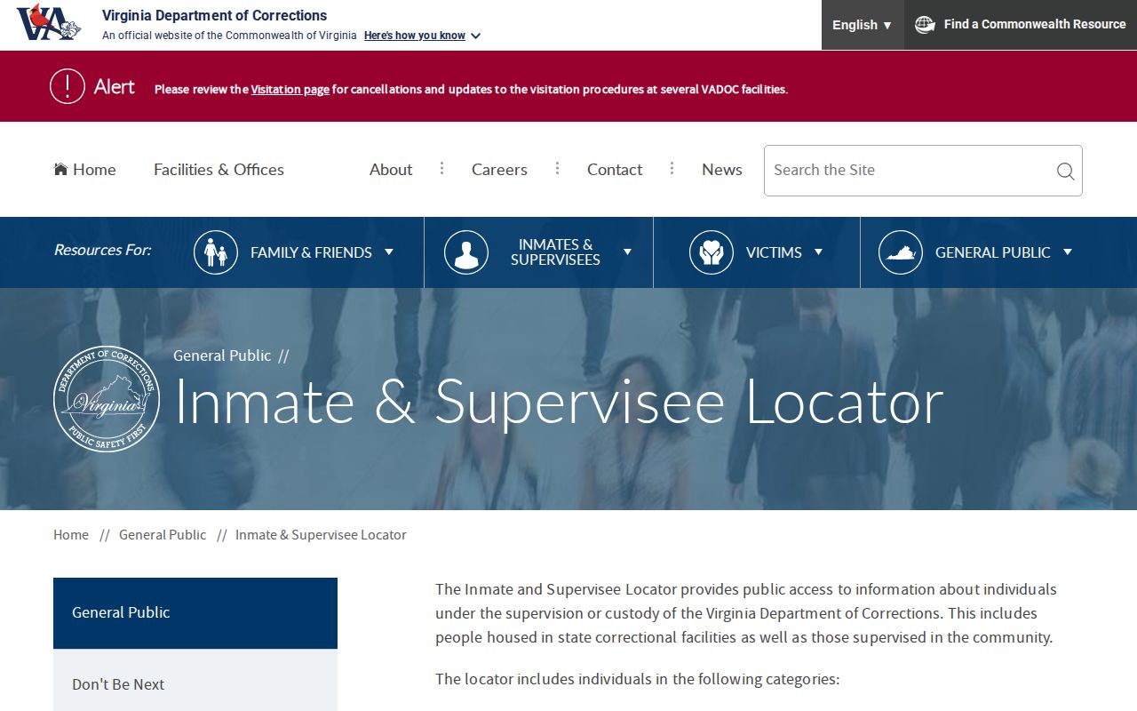 Dickenson County VADOC released inmate and supervisee locator