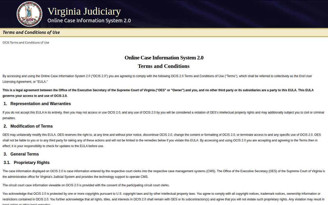 Dickenson County release record search through Virginia OCIS