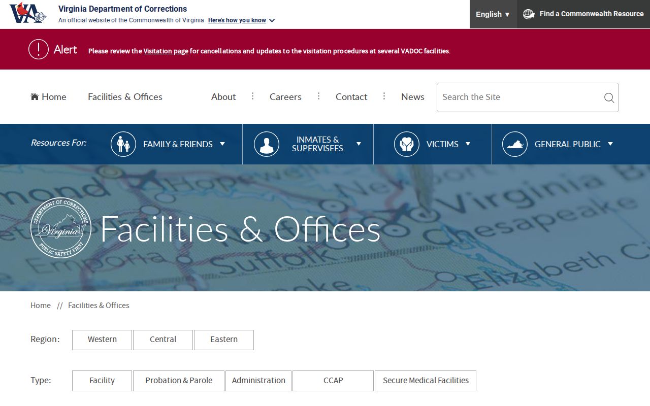 Dickenson County parole and probation office finder from VADOC